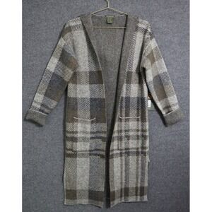Ariat Duster Cardigan Women XS Long Gray Plaid Oversized Saratoga Wool Blend NWT